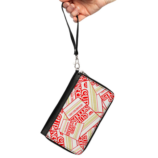 PU Zip Around Wallet Rectangle - NISSIN CUP NOODLES Cups Stacked White/Red/Dark Yellow Clutch Zip Around Wallets Nissin Foods   