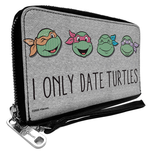 PU Zip Around Wallet Rectangle - Teenage Mutant Ninja Turtles I ONLY DATE TURTLES Expressions Grays Clutch Zip Around Wallets Nickelodeon   