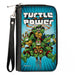 PU Zip Around Wallet Rectangle - Teenage Mutant Ninja Turtles TURTLE POWER Group Pose Rays Blues Clutch Zip Around Wallets Nickelodeon   