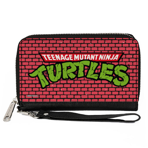 PU Zip Around Wallet Rectangle - TEENAGE MUTANT NINJA TURTLES Brick Title Logo Clutch Zip Around Wallets Nickelodeon   