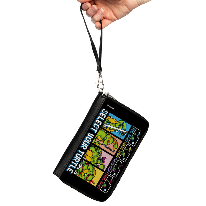 PU Zip Around Wallet Rectangle - Teenage Mutant Ninja Turtles SELECT YOUR TURTLE Arcade Start Screen Pose Blocks Clutch Zip Around Wallets Nickelodeon   