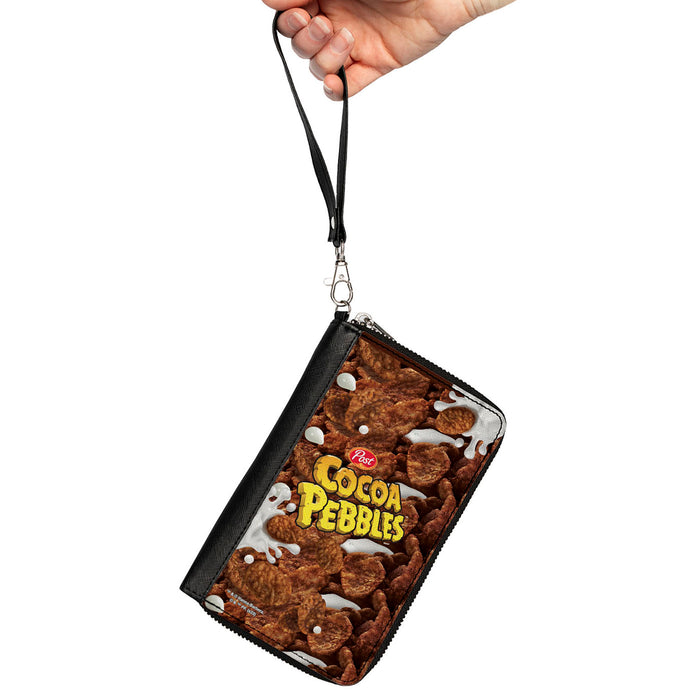 PU Zip Around Wallet Rectangle - POST COCOA PEBBLES Logo and Vivid Cereal Browns Clutch Zip Around Wallets The Flintstones   