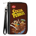 PU Zip Around Wallet Rectangle - COCOA PEBBLES Fred Flintstone and Barney Rubble Cereal Box Replica Brown Clutch Zip Around Wallets The Flintstones   