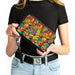 PU Zip Around Wallet Rectangle - POST FRUITY PEBBLES Logo and Vivid Cereal Multi Color Clutch Zip Around Wallets The Flintstones   