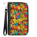 PU Zip Around Wallet Rectangle - POST FRUITY PEBBLES Logo and Vivid Cereal Multi Color Clutch Zip Around Wallets The Flintstones   