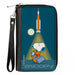 PU Zip Around Wallet Rectangle - Peanuts Astronaut Rocket Launch Snoopy Pose Blues Clutch Zip Around Wallets Peanuts Worldwide LLC   