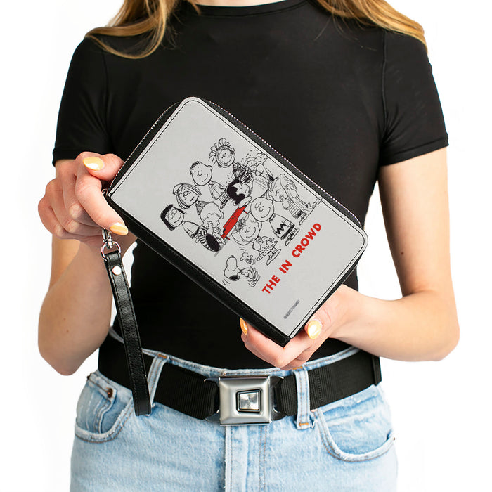 PU Zip Around Wallet Rectangle - Peanuts Gang THE IN CROWD Group Pose White/Black/Red Clutch Zip Around Wallets Peanuts Worldwide LLC   