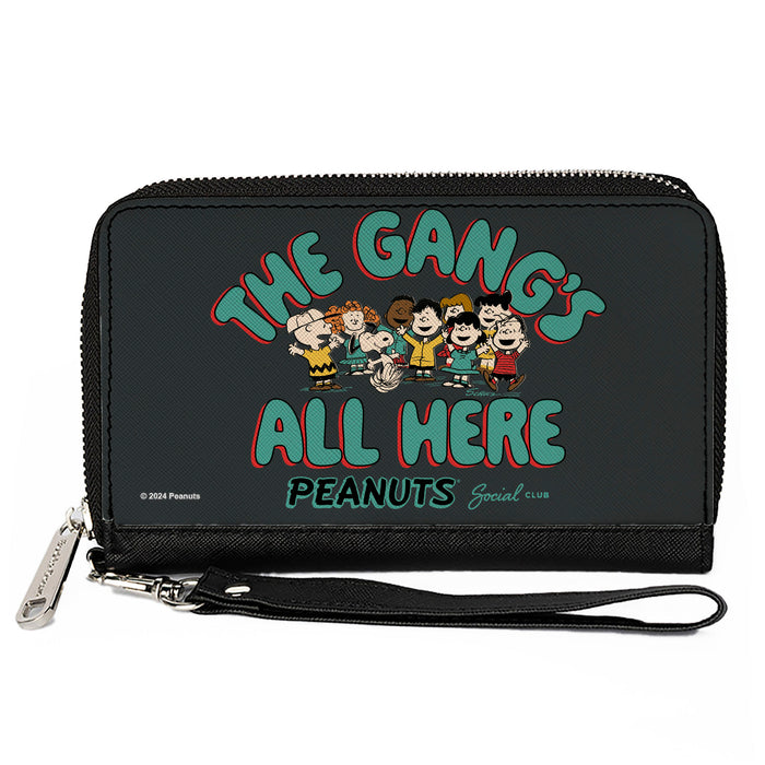 PU Zip Around Wallet Rectangle - Peanuts Gang THE GANG'S ALL HERE Group Pose Black/Blue Clutch Zip Around Wallets Peanuts Worldwide LLC   