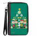 PU Zip Around Wallet Rectangle - Peanuts Holiday Christmas Tree Group Pose Greens Clutch Zip Around Wallets Peanuts Worldwide LLC   