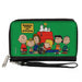 PU Zip Around Wallet Rectangle - Peanuts Gang HAPINESS IS BEING ONE OF THE GANG Group Pose Green Clutch Zip Around Wallets Peanuts Worldwide LLC   