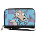 PU Zip Around Wallet Rectangle - Rocko's Modern Life Rocko Waving Pose Triangles Blue Purple Clutch Zip Around Wallets Nickelodeon   