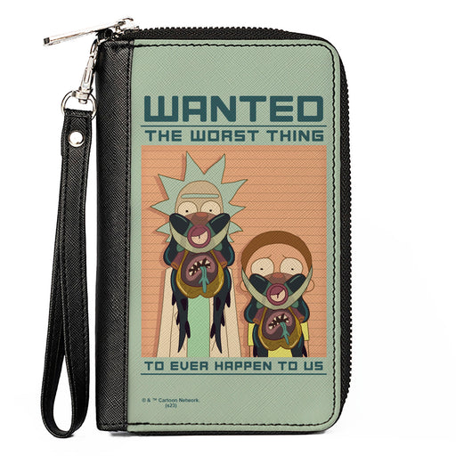 PU Zip Around Wallet Rectangle - Rick and Morty WANTED Poster THE WORST THING Pose Clutch Zip Around Wallets Rick and Morty   