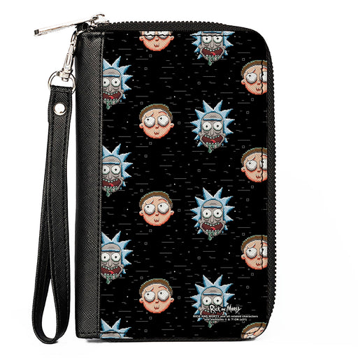 Women's PU Zip Around Wallet Rectangle - Rick and Morty Pixelverse Expressions in Space Clutch Zip Around Wallets Rick and Morty   