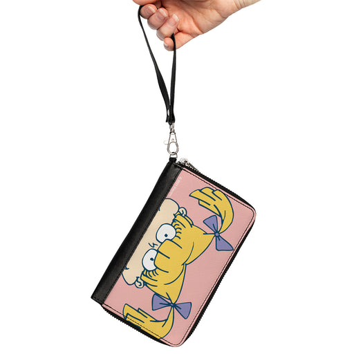 PU Zip Around Wallet Rectangle - Rugrats Angelica Face CLOSE-UP Pink Clutch Zip Around Wallets Nickelodeon   