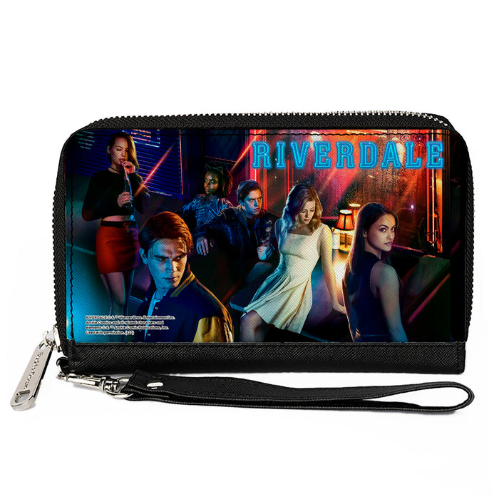 PU Zip Around Wallet Rectangle - RIVERDALE 6-Character Diner Group Pose Clutch Zip Around Wallets Riverdale   