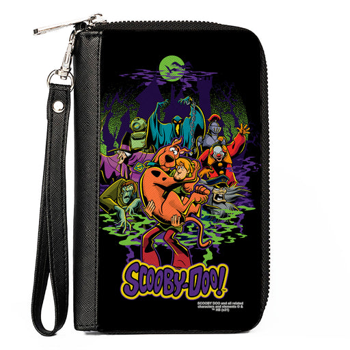 Women's PU Zip Around Wallet Rectangle - SCOOBY-DOO Shaggy Carrying Scooby-Doo with Monsters Pose Clutch Zip Around Wallets Scooby Doo   
