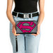 Women's PU Zip Around Wallet Rectangle - Superman Shield CLOSE-UP Weathered Grays Black Pink Clutch Zip Around Wallets DC Comics   