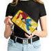 PU Zip Around Wallet Rectangle - Superman No Face Pose and Shield Logo Rays Yellows Clutch Zip Around Wallets DC Comics