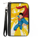 PU Zip Around Wallet Rectangle - Superman No Face Pose and Shield Logo Rays Yellows Clutch Zip Around Wallets DC Comics