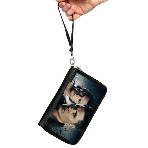 PU Zip Around Wallet Rectangle - Supernatural Winchester Brothers CLOSE-UP Pose Grays Clutch Zip Around Wallets Supernatural   