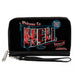 PU Zip Around Wallet Rectangle - Supernatural Crowley WELCOME TO HELL Flames Skulls and Chains Black/Blue/Red/White Clutch Zip Around Wallets Supernatural   