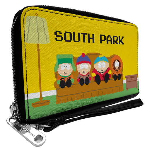 PU Zip Around Wallet Rectangle - SOUTH PARK Boys 8-Bit Couch Pose Yellow Clutch Zip Around Wallets Comedy Central   