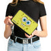 PU Zip Around Wallet Rectangle - SpongeBob SquarePants Face CLOSE-UP Yellows Clutch Zip Around Wallets Nickelodeon   