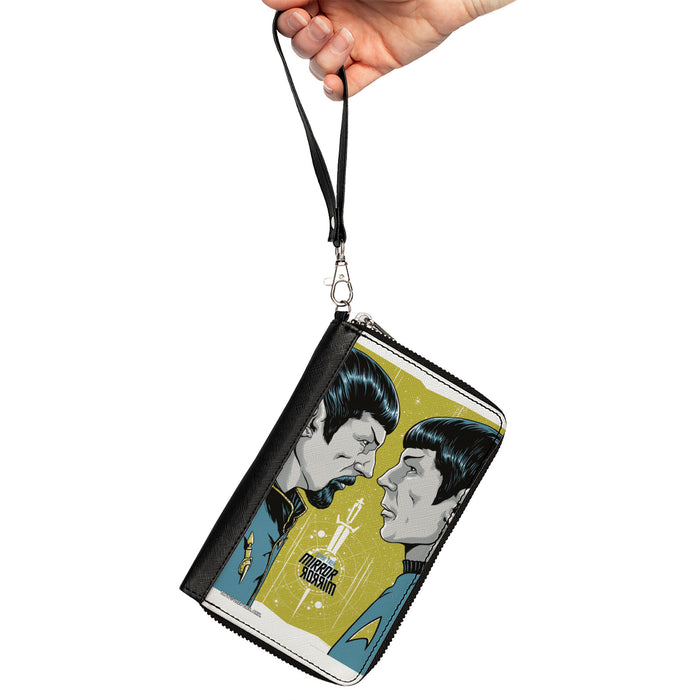 PU Zip Around Wallet Rectangle - Classic Star Trek MIRROR MIRROR Spock Characters Greens/Blues