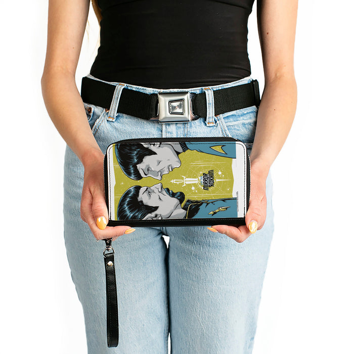 PU Zip Around Wallet Rectangle - Classic Star Trek MIRROR MIRROR Spock Characters Greens/Blues