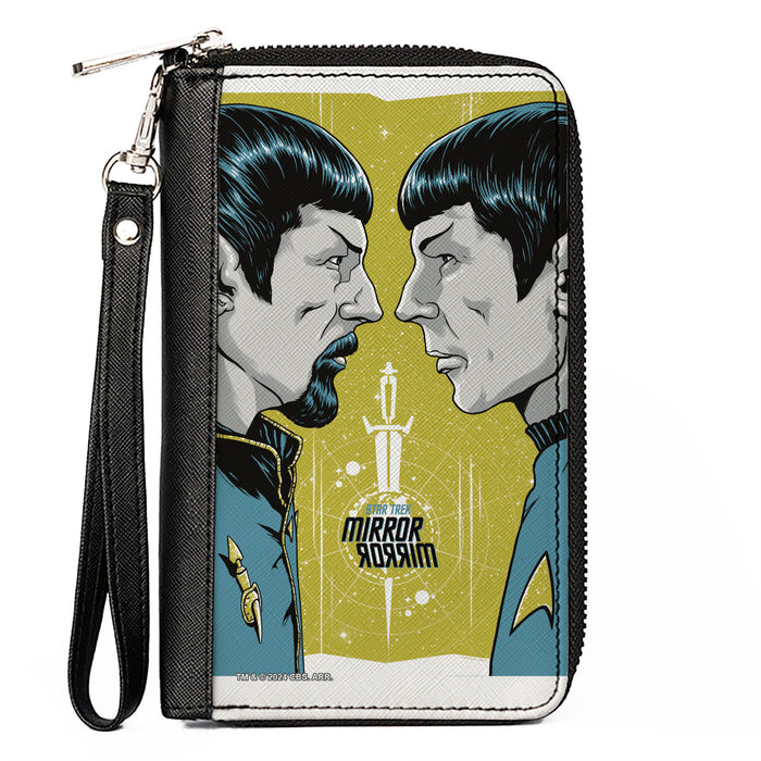 PU Zip Around Wallet Rectangle - Classic Star Trek MIRROR MIRROR Spock Characters Greens/Blues