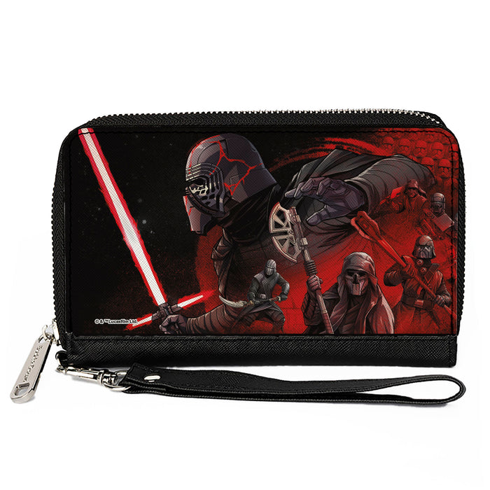 Women's PU Zip Around Wallet Rectangle - The Rise of Skywalker Kylo Ren and the Knights of Ren Group Pose Black Reds Clutch Zip Around Wallets Star Wars   