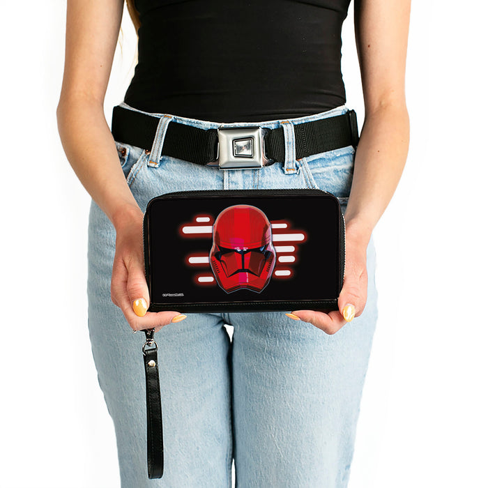 Women's PU Zip Around Wallet Rectangle - Star Wars Sith Trooper Face3 Black Reds Clutch Zip Around Wallets Star Wars   