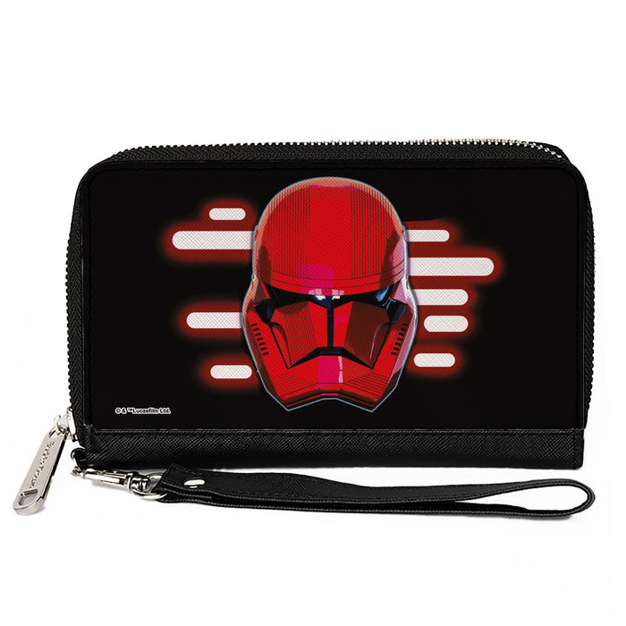 Women's PU Zip Around Wallet Rectangle - Star Wars Sith Trooper Face3 Black Reds Clutch Zip Around Wallets Star Wars   