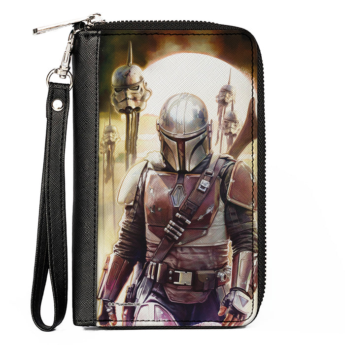 Women's PU Zip Around Wallet Rectangle - Star Wars The Mandalorian Pose Stormtrooper Stake Helmets Scene Clutch Zip Around Wallets Star Wars   