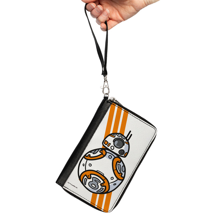 Women's PU Zip Around Wallet Rectangle - Star Wars BB-8 Pose Stripe White Orange Clutch Zip Around Wallets Star Wars   