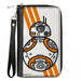 Women's PU Zip Around Wallet Rectangle - Star Wars BB-8 Pose Stripe White Orange Clutch Zip Around Wallets Star Wars   