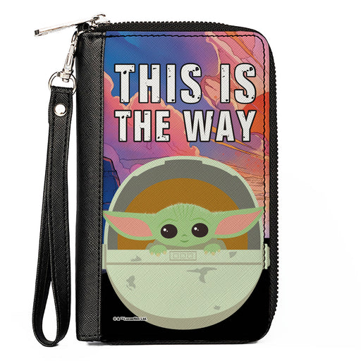 Women's PU Zip Around Wallet Rectangle - Star Wars The Child Chibi Pod Pose THIS IS THE WAY Full Color Black White Clutch Zip Around Wallets Star Wars   