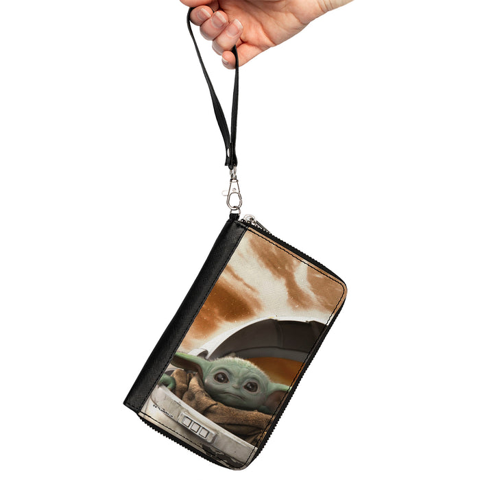 Women's PU Zip Around Wallet Rectangle - Star Wars The Child Vivid Pod Pose Clutch Zip Around Wallets Star Wars   