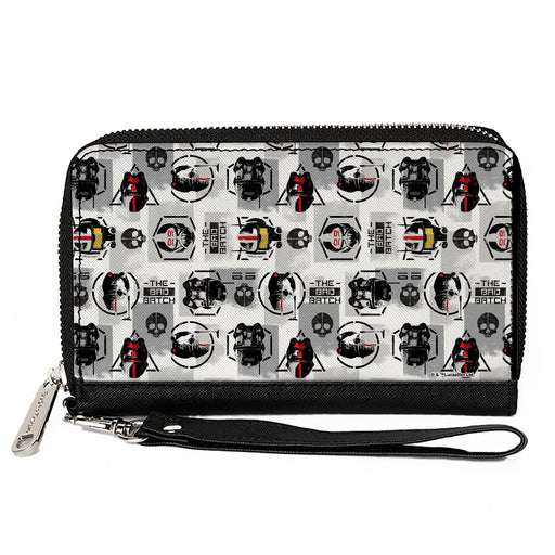 PU Zip Around Wallet Rectangle - Star Wars THE BAD BATCH Clone Force 99 Helmets Grays Black Red Clutch Zip Around Wallets Star Wars   
