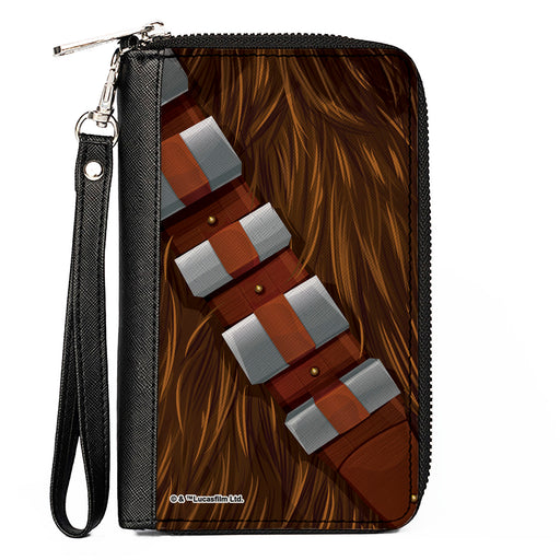PU Zip Around Wallet Rectangle - Star Wars Chewbacca Character Close-Up Bandolier Browns Clutch Zip Around Wallets Star Wars   