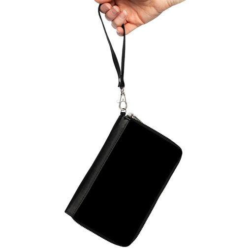 PU Zip Around Wallet Rectangle - Black Clutch Zip Around Wallets Buckle-Down   