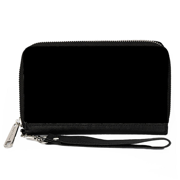 PU Zip Around Wallet Rectangle - Black Clutch Zip Around Wallets Buckle-Down   