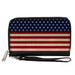 PU Zip Around Wallet Rectangle - American Flag Stripe Clutch Zip Around Wallets Buckle-Down   