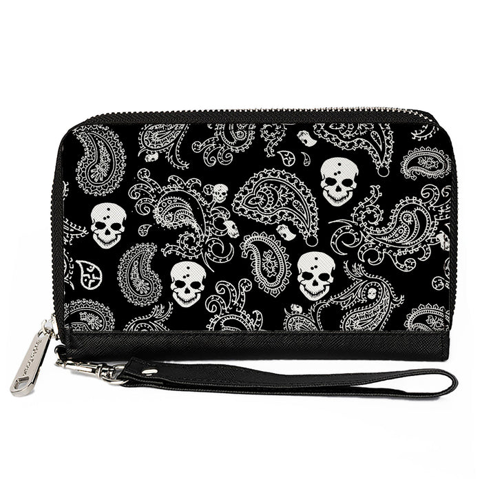 PU Zip Around Wallet Rectangle - Bandana/Skulls Black/White Clutch Zip Around Wallets Buckle-Down   