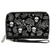 PU Zip Around Wallet Rectangle - Bandana/Skulls Black/White Clutch Zip Around Wallets Buckle-Down   