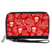 PU Zip Around Wallet Rectangle - Bandana/Skulls Red/White Clutch Zip Around Wallets Buckle-Down   