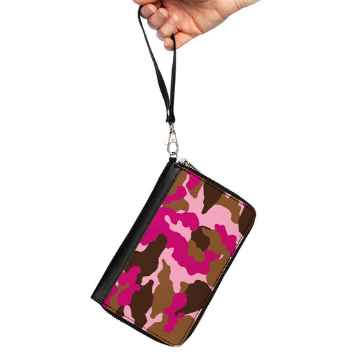 PU Zip Around Wallet Rectangle - Camo Pink Clutch Zip Around Wallets Buckle-Down   
