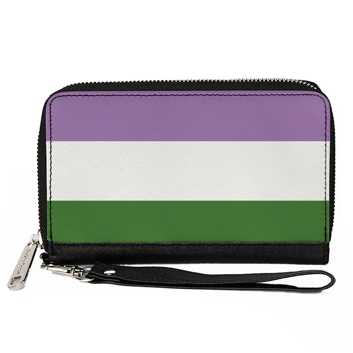 Women's PU Zip Around Wallet Rectangle - Flag Genderqueer Lavender White Green Clutch Zip Around Wallets Buckle-Down   