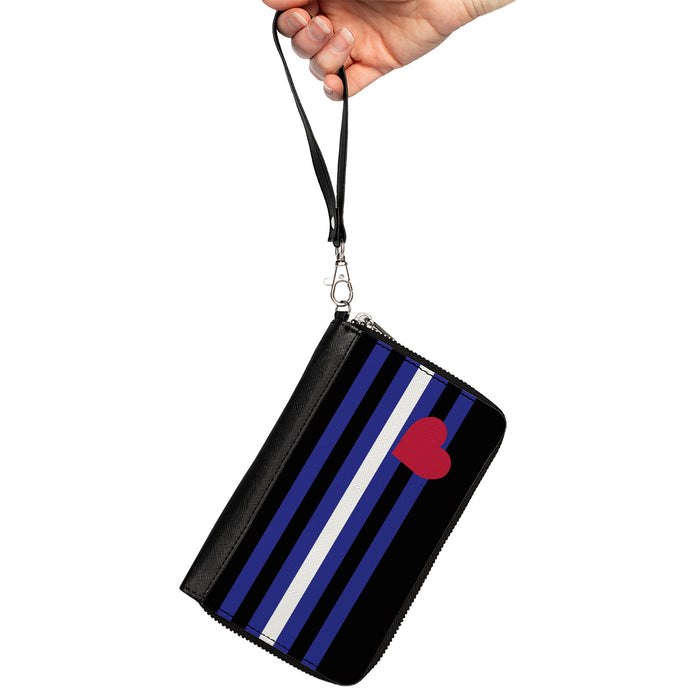 Women's PU Zip Around Wallet Rectangle - Flag Leather Black Blue Red White Clutch Zip Around Wallets Buckle-Down   