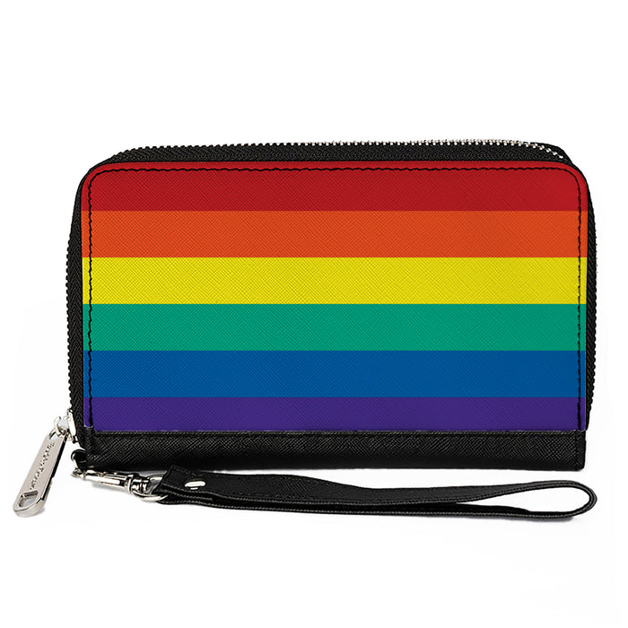 Women's PU Zip Around Wallet Rectangle - Rainbow Print Clutch Zip Around Wallets Buckle-Down   